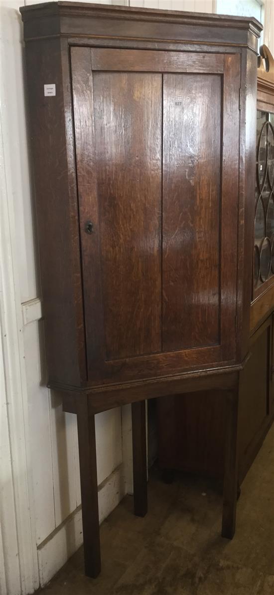 Oak standing corner cabinet